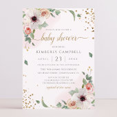 Roze Waterverf Floral Girl Baby shower Kaart