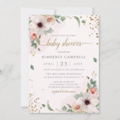 Roze Waterverf Floral Girl Baby shower Kaart (Voorkant)