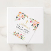 Roze Waterverf Floral Girl Eerste Heilige Communie Bedankjes Labels (In situ)