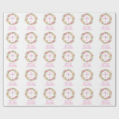 Roze Waterverf Floral Girl Eerste Heilige Communie Cadeaupapier (Vlak)