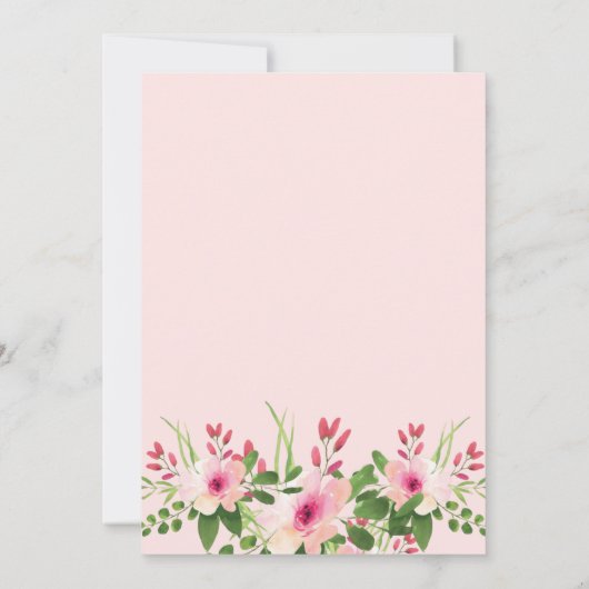 Roze Waterverf Floral Gold Glitter 40e Verjaardag Kaart (Achterkant)