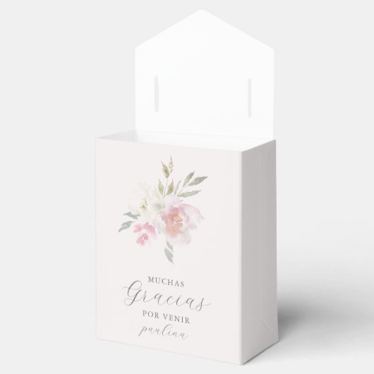 roze Waterverf Floral Gracias Dank u Bedankdoosjes (Geopend)