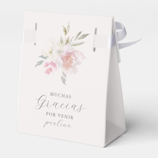 roze Waterverf Floral Gracias Dank u Bedankdoosjes (Achterkant)
