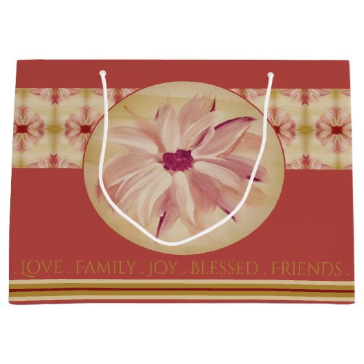 Roze Waterverf Floral Groot Cadeauzakje (Voorkant)