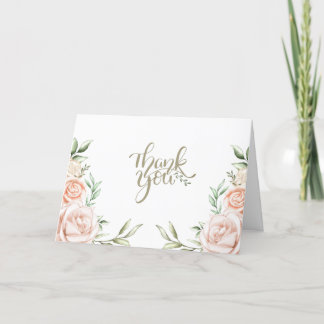 Roze Waterverf Floral Hartelijk dank Bedankkaart