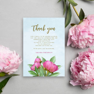 Roze Waterverf Floral Hartelijk dank Bedankkaart