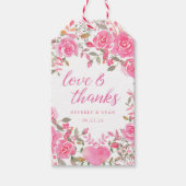 Roze Waterverf Floral Hartelijk dank Cadeaulabel (Voorkant)