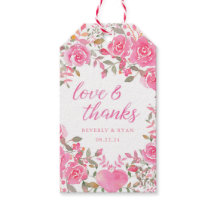 Roze Waterverf Floral Hartelijk dank