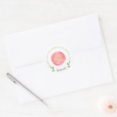 Roze Waterverf Floral Hartelijk dank Ronde Sticker (Envelop)