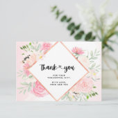 Roze Waterverf Floral Hartelijk dank RSVP Kaartje (Staand voorkant)