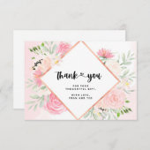 Roze Waterverf Floral Hartelijk dank RSVP Kaartje (Voorkant / Achterkant)