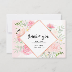 Roze Waterverf Floral Hartelijk dank RSVP Kaartje
