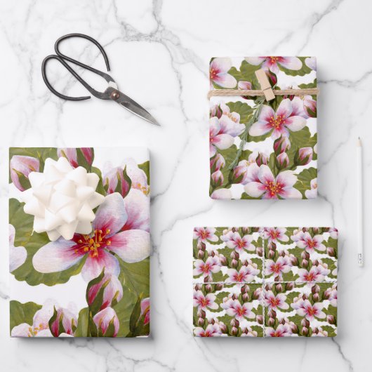  Roze Waterverf Floral Inpakpapier Vel (Voorkant)