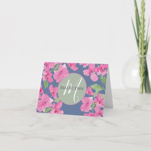Roze Waterverf Floral Kaart (Voorkant)