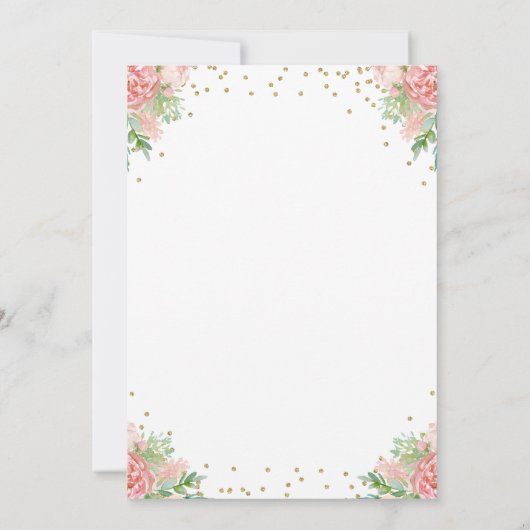 Roze Waterverf Floral Little Deer First Birthday Kaart (Achterkant)