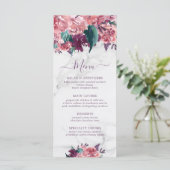 Roze Waterverf Floral Marble Moederdag Menu (Staand voorkant)