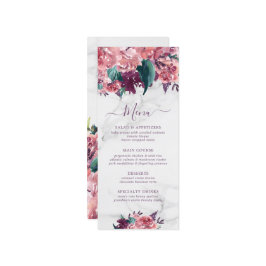 Roze Waterverf Floral Marble Moederdag Menu