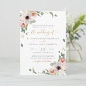 Roze Waterverf Floral Modern Wedding Kaart (Staand voorkant)