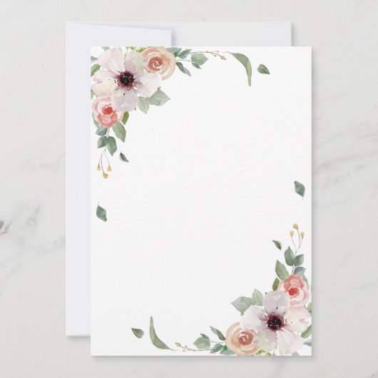Roze Waterverf Floral Modern Wedding Kaart (Achterkant)