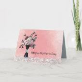 Roze Waterverf Floral Moederdag Kaart (Voorkant)