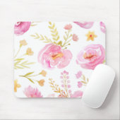Roze Waterverf Floral Muismat (Met muis)