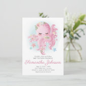 Roze Waterverf Floral Octopus Baby shower Kaart (Staand voorkant)