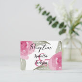 Roze Waterverf Floral - Ontvangst Informatiekaartje (Staand voorkant)