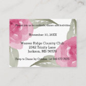 Roze Waterverf Floral - Ontvangst Informatiekaartje (Achterkant)