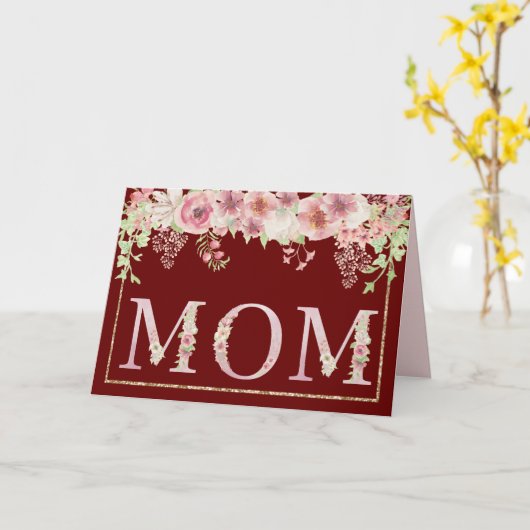 Roze Waterverf Floral op de Moederdag van Cranberr Kaart (Gele Bloem)