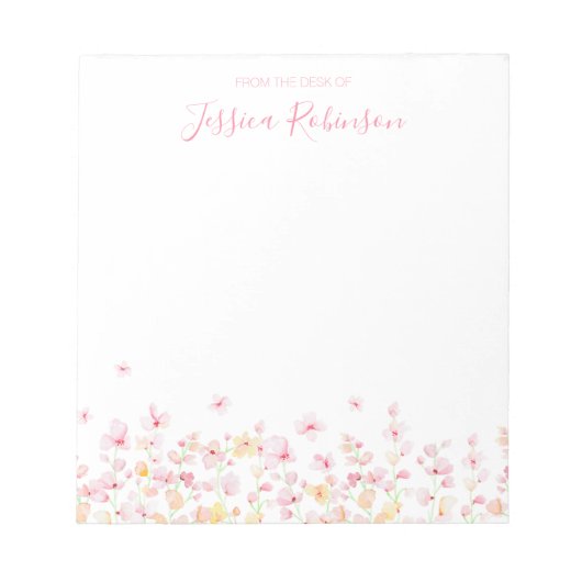 Roze Waterverf Floral op maat Notitieblok (Voorkant)