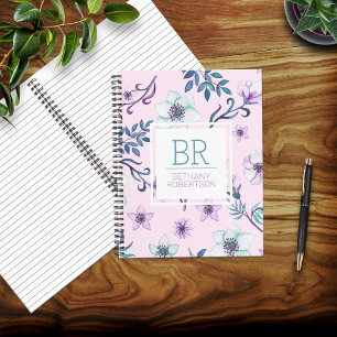 roze Waterverf Floral op maat Notitieboek
