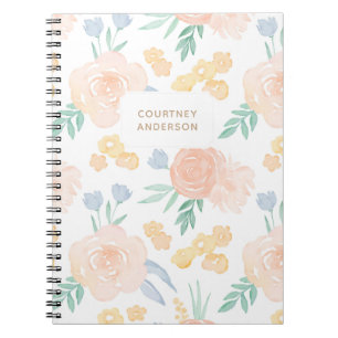 Roze Waterverf Floral op maat Notitieboek
