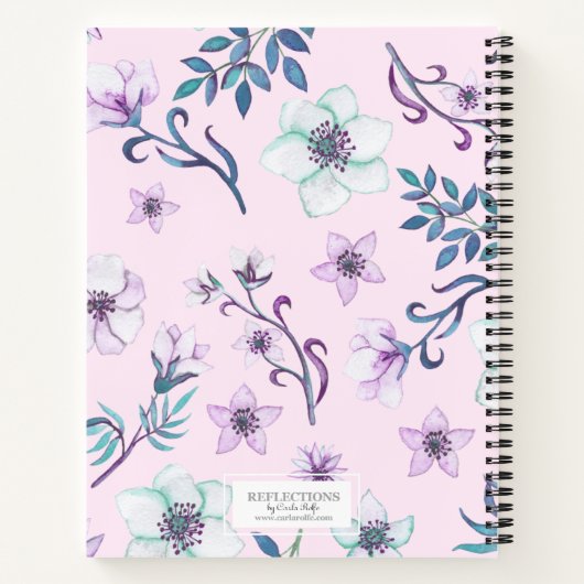  roze Waterverf Floral op maat Notitieboek (Achterkant)