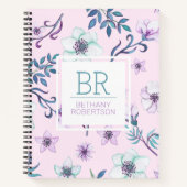  roze Waterverf Floral op maat Notitieboek (Voorkant)