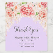 Roze Waterverf Floral Paarse Vrijgezellenfeest Lab Wijn Etiket (Enkel label)