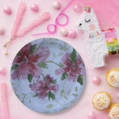 Roze Waterverf Floral Papieren Bordje (Feest)