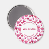Roze Waterverf Floral Patroon sparen de Datum Magneet (Voorkant / Achterkant)