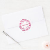 Roze Waterverf Floral Patroon sparen de Datum Ronde Sticker (Envelop)