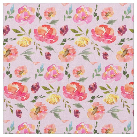  roze Waterverf Floral Patroon Stof (Close Up)