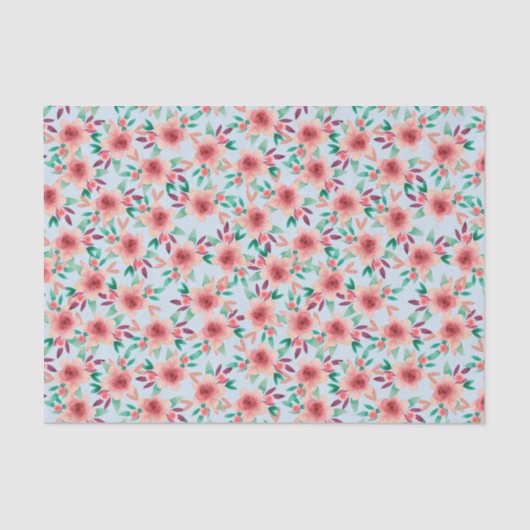  roze Waterverf Floral Pattern Baby shower Tissuepapier (Voorkant)