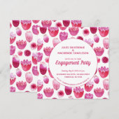 Roze Waterverf Floral Pattern Engagement Party Kaart (Voorkant / Achterkant)