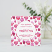 Roze Waterverf Floral Pattern Engagement Party Kaart (Staand voorkant)