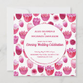 Roze Waterverf Floral Pattern Evening Kaart (Voorkant)