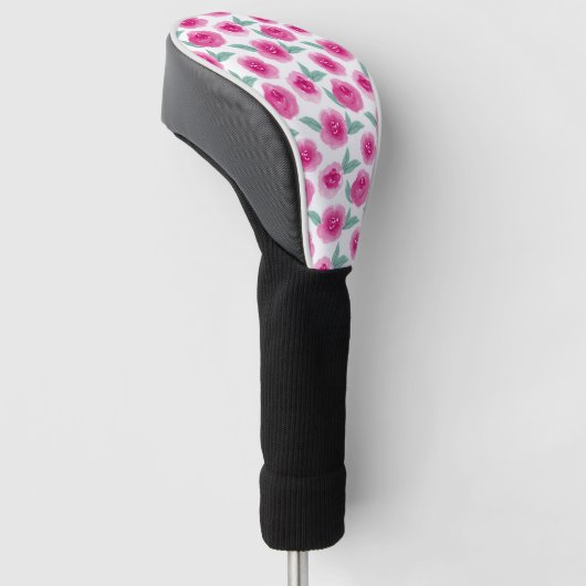 Roze Waterverf Floral Pattern Golfheadcover (Schuin)