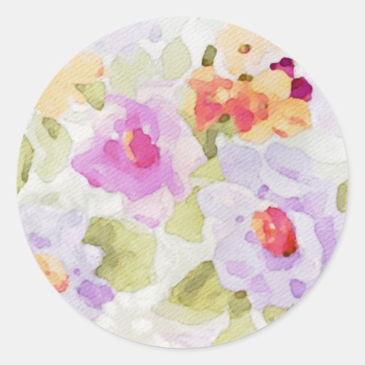 Roze Waterverf Floral Pattern Ronde Sticker (Voorkant)