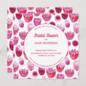 Roze Waterverf Floral Pattern Vrijgezellenfeest Kaart (Voorkant / Achterkant)