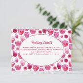 Roze Waterverf Floral Pattern Weddenschap Details Informatiekaartje (Staand voorkant)