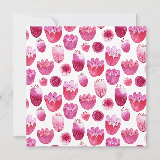 Roze Waterverf Floral Pattern Wedding Kaart (Achterkant)