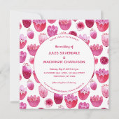 Roze Waterverf Floral Pattern Wedding Kaart (Voorkant)