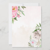 Roze Waterverf Floral Peonies Elegant Wedding Kaart (Achterkant)